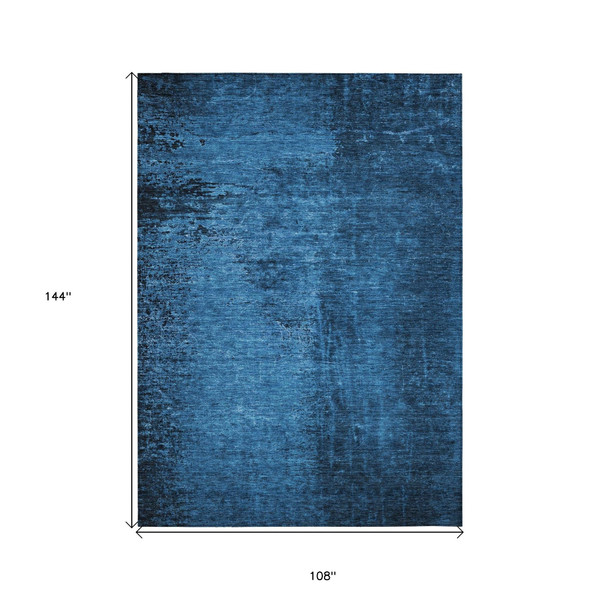 9' X 12' Navy Blue Abstract Washable Non Skid Indoor Outdoor Area Rug N270-562711