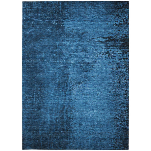 9' X 12' Navy Blue Abstract Washable Non Skid Indoor Outdoor Area Rug N270-562711