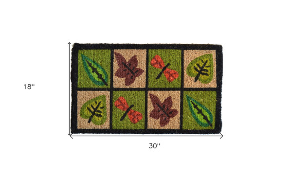 18" X 30" Brown Coir Leaves Outdoor Door Mat N270-555497