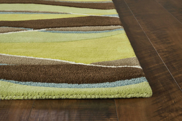 3' X 5' Lime And Mocha Wool Handmade Area Rug N270-352357
