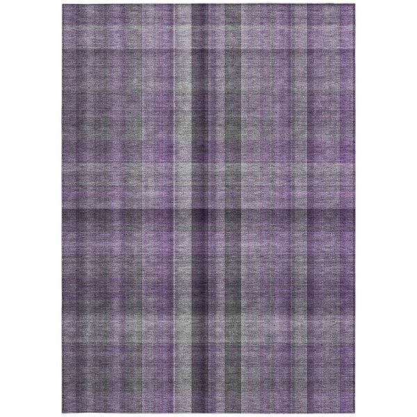 8' X 10' Purple Plaid Washable Non Skid Indoor Outdoor Area Rug N270-562242