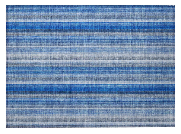 2' X 3' Blue Striped Washable Non Skid Indoor Outdoor Area Rug N270-562020