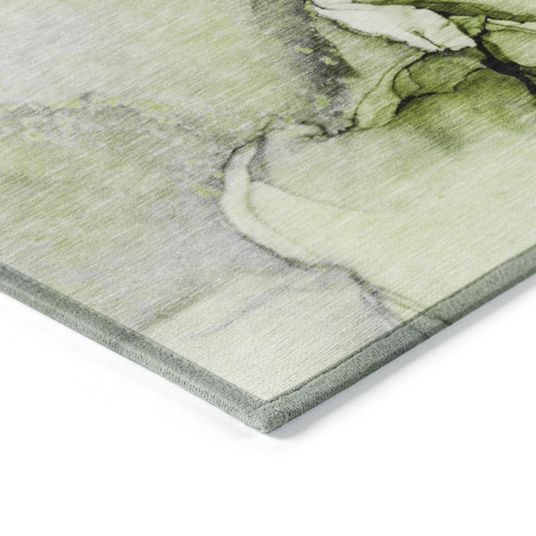 2' X 3' Green Abstract Washable Non Skid Indoor Outdoor Area Rug N270-559685