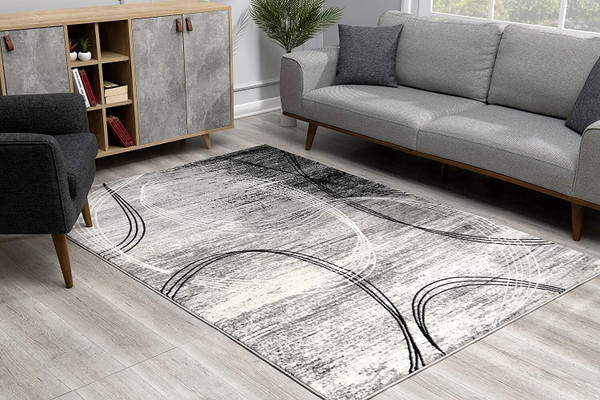 4' X 6' Gray Abstract Power Loom Area Rug N270-393864