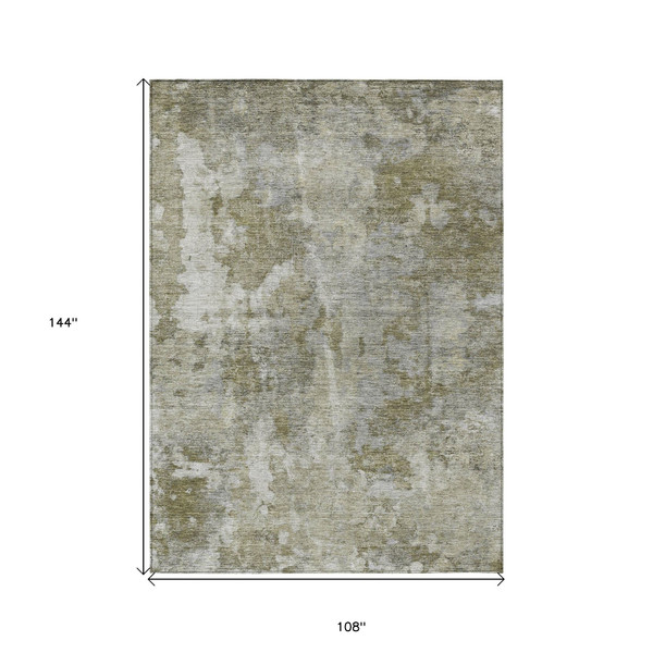 9' X 12' Green Abstract Washable Non Skid Indoor Outdoor Area Rug N270-564231