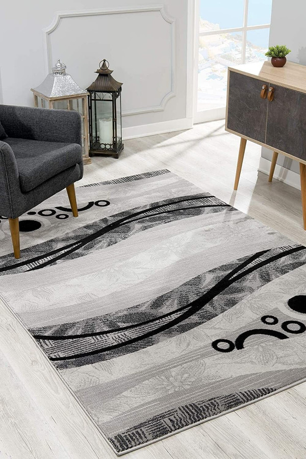 5' X 7' Gray Abstract Dhurrie Area Rug N270-393851