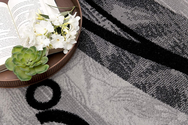 5' X 7' Gray Abstract Dhurrie Area Rug N270-393851