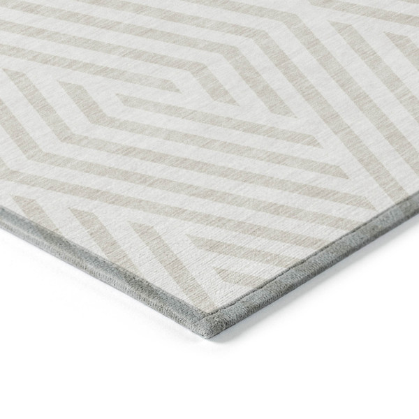 8' X 10' Beige and Ivory Geometric Washable Non Skid Indoor Outdoor Area Rug N270-562305