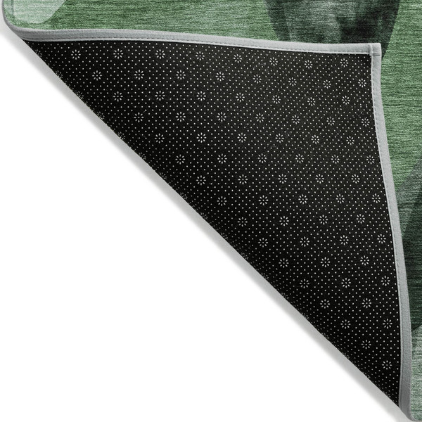 8' Runner Fern Green Abstract Washable Non Skid Indoor Outdoor Runner Rug N270-561589