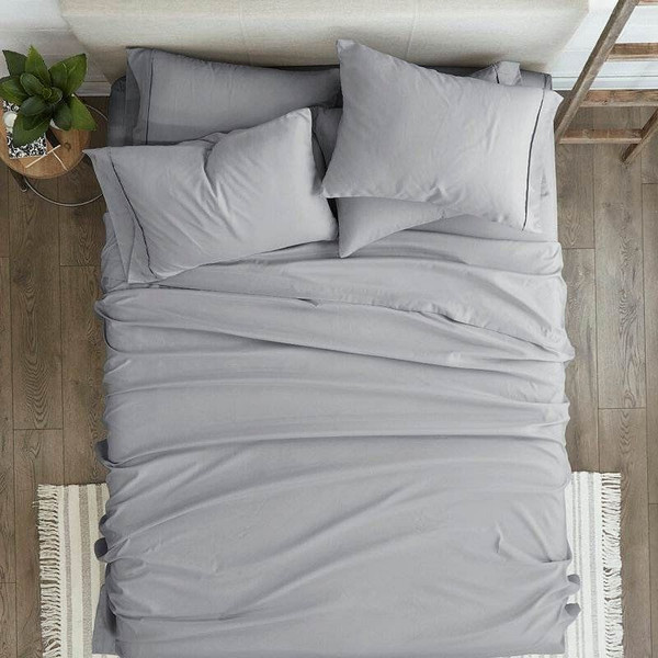 Twin size 4 Piece Grey Wrinkle Resistant Microfiber Polyester Sheet Set Q280-GRTW1322