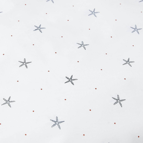 Queen size Coastal Beach Starfish White Navy Red 100-Percent Cotton Sheet Set Q280-QSCNPS60175862