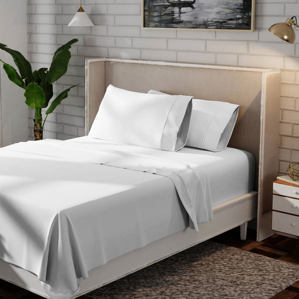 Full size White 100-Percent Certified Organic Cotton Sheet Set Q280-WHFLCS56914574