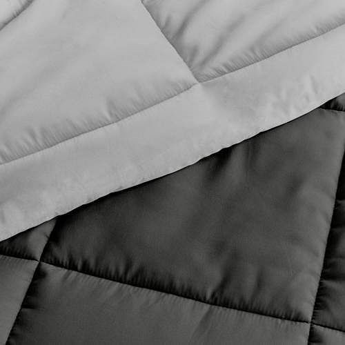 King/Cal King 3-Piece Microfiber Reversible Comforter Set in Grey / Light Grey Q280-GRKI8900