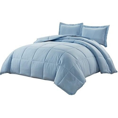 Queen Size Reversible Microfiber Down Alternative Comforter Set in Blue Q280-CBQU7357