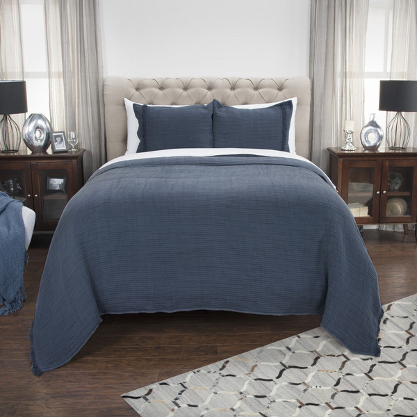 Indigo Queen 100% Cotton 300 Thread Count Machine Washable Down Alternative Comforter N270-479901