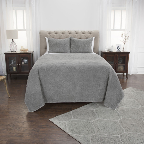 Gray Queen 100% Cotton 300 Thread Count Machine Washable Down Alternative Comforter N270-479882