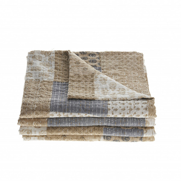 Cream Knitted Cotton Geometric Throw N270-516524