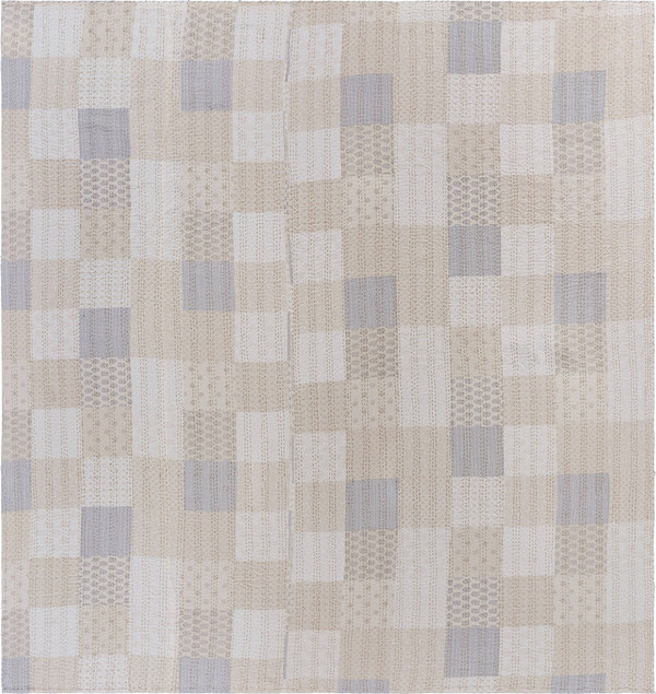 Cream Knitted Cotton Geometric Throw N270-516524