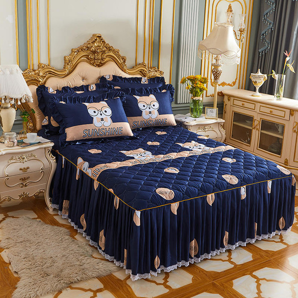 Color: Wait, Size: 150X200cmSingle bed skirt - Twill Thickened Bedspread Bed Skirt Single Product B Q119-CJCZ122247025YB