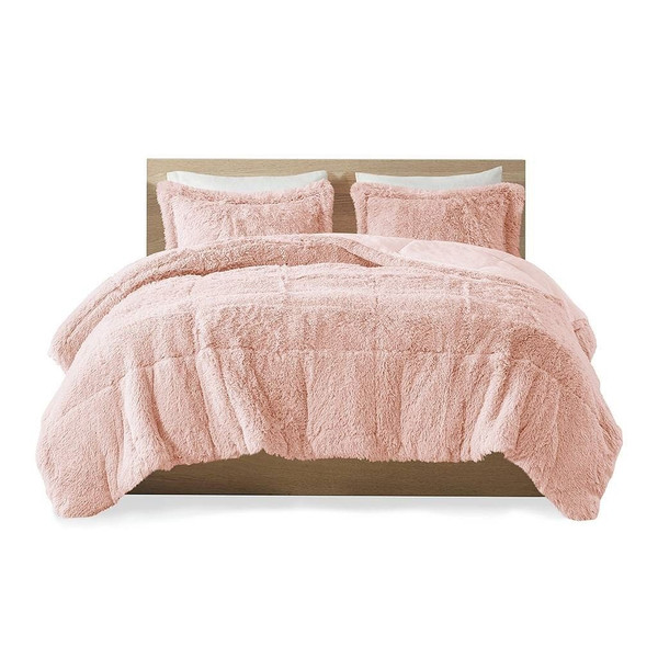 Full/Queen Pink Blush Soft Sherpa Faux Fur 3-Piece Comforter Set Q280-BLPFQCS7953891