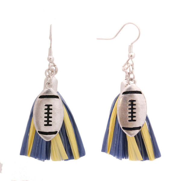 Blue Tassel Football Earrings T226-9485746241855
