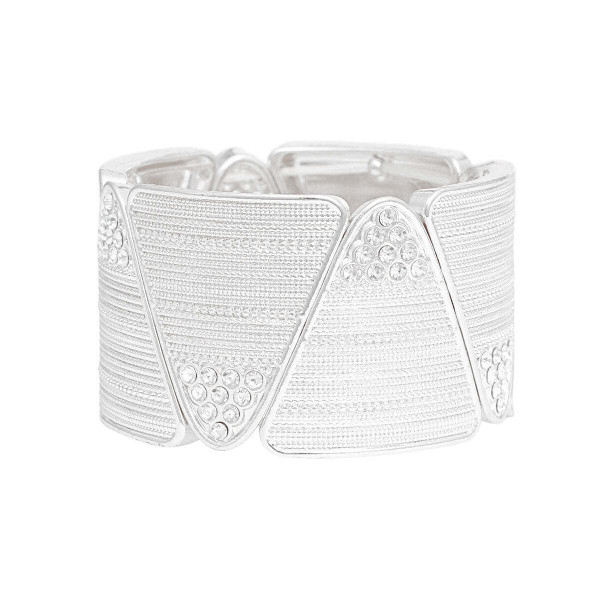Bracelet Silver Triangle Stone Stretch for Women T226-9485325336895