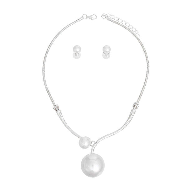 Necklace Silver Snake Chain Pearl Set for Women T226-9485324353855