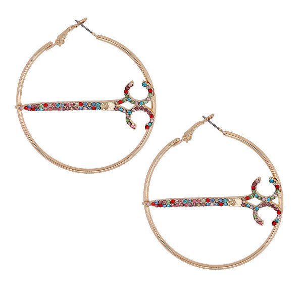 Multi Color Stone Scissor Hoops T226-9485770817855