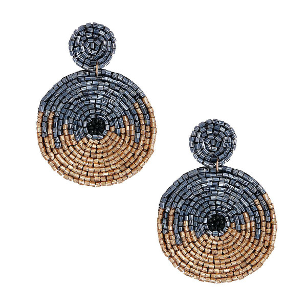 Hematite and Gold Beaded Earrings T226-9485779861823