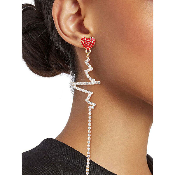 Gold Heartbeat Earrings T226-9485304037695