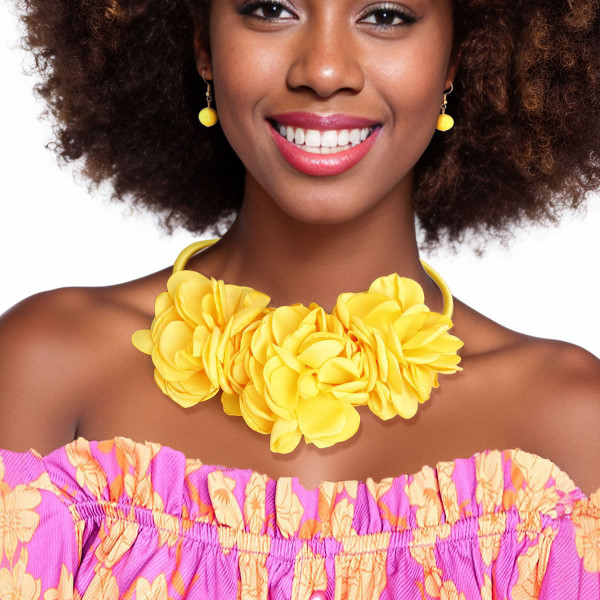Yellow Triple Fabric Flower Set T226-9485493862719