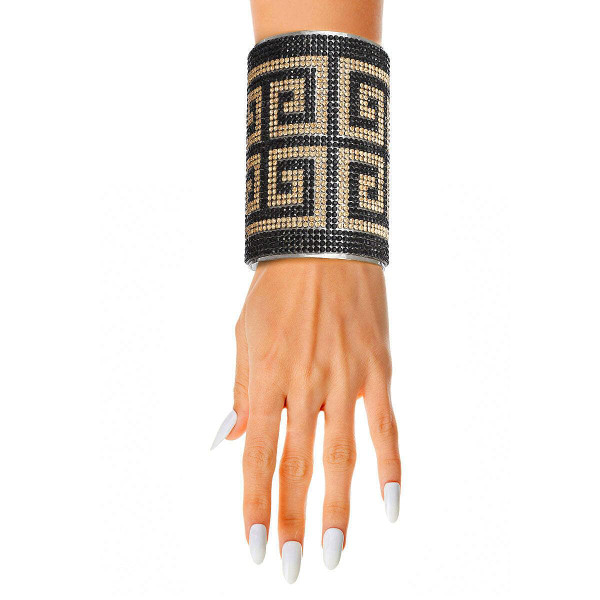 Greek Key Glamour Cuff - Gold and Black T226-9485711802687