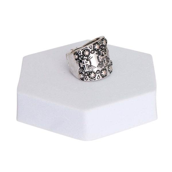 Burnished Silver Metal Boho Cross Ring T226-9485757940031