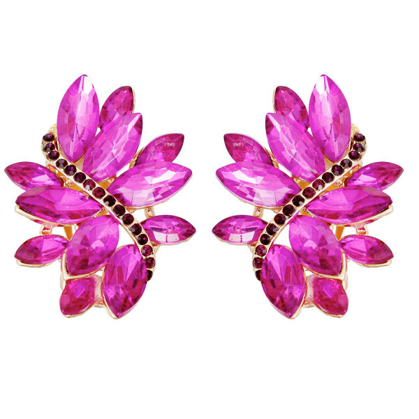 Clip On Purple Marquise Cluster Earrings for Women T226-9485337100607