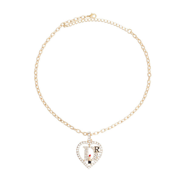 Gold Designer D Heart Necklace T226-9485509919039