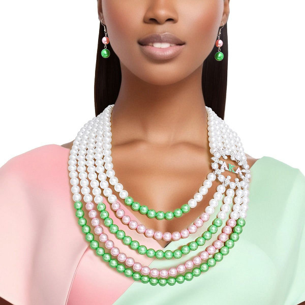 AKA Necklace Mix Pink Green Pearl AKA Set T226-9485392216383