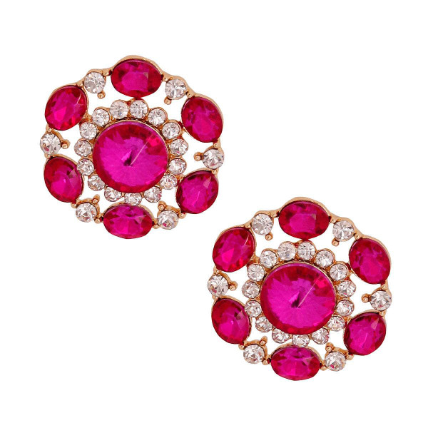 Fuchsia Crystal Circle Studs T226-9485768425791