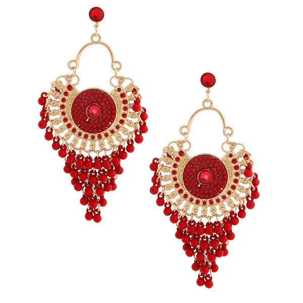 Burgundy Beaded Mandala Earrings T226-9485692797247