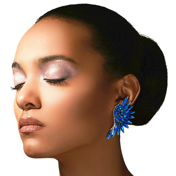 Sorority Royal Blue Rhinestone Wing Clip Ons T226-9485308395839