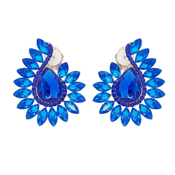 Clip On Blue Hook Crystal Earrings for Women T226-9485336641855