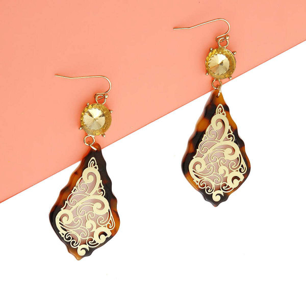 Gold Filigree Tortoiseshell Earrings T226-9485892911423