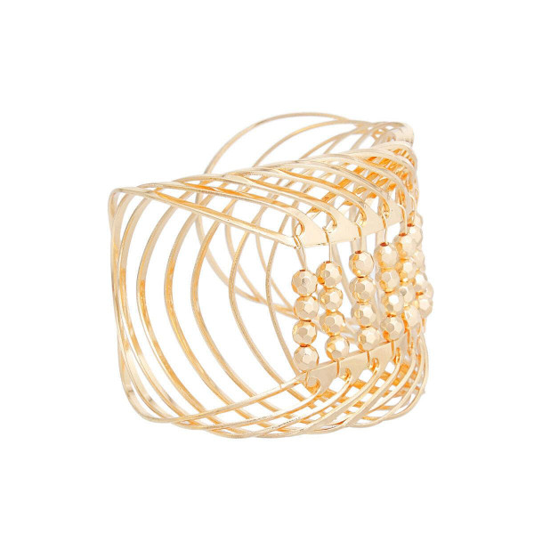 Bracelet Gold Beaded Metal Cuff for Women T226-9485307576639