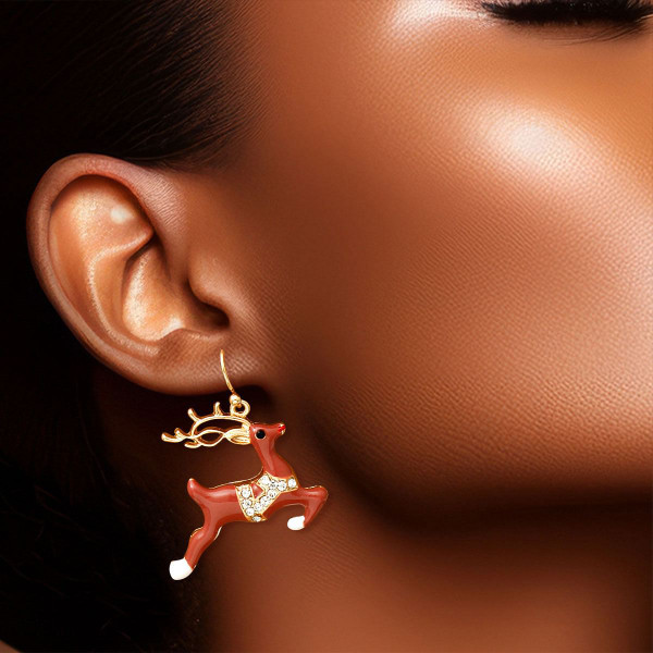 Spread Joy with Reindeer Fish Hook Earrings T226-9485585613119
