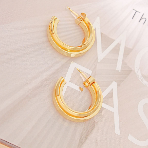 Hoop 14K Gold Small Solid Metal Earrings for Women T226-9485413548351