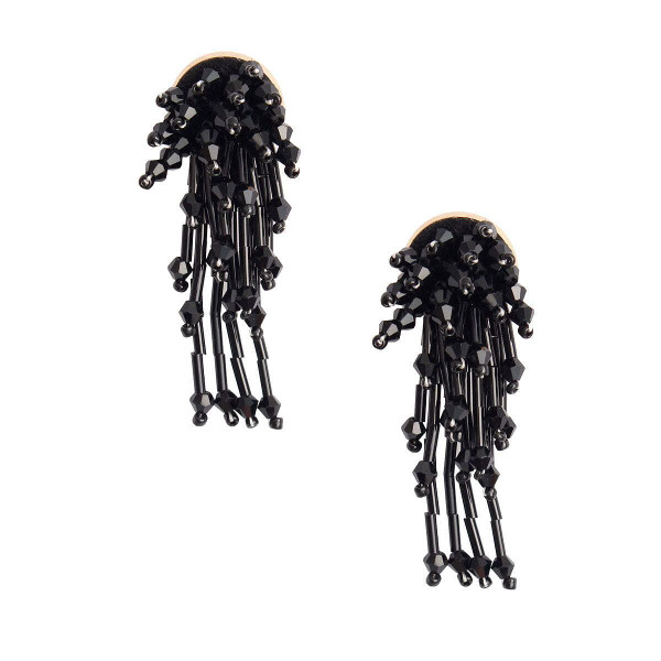 Black Glass Bead Cluster Studs T226-9485535445311