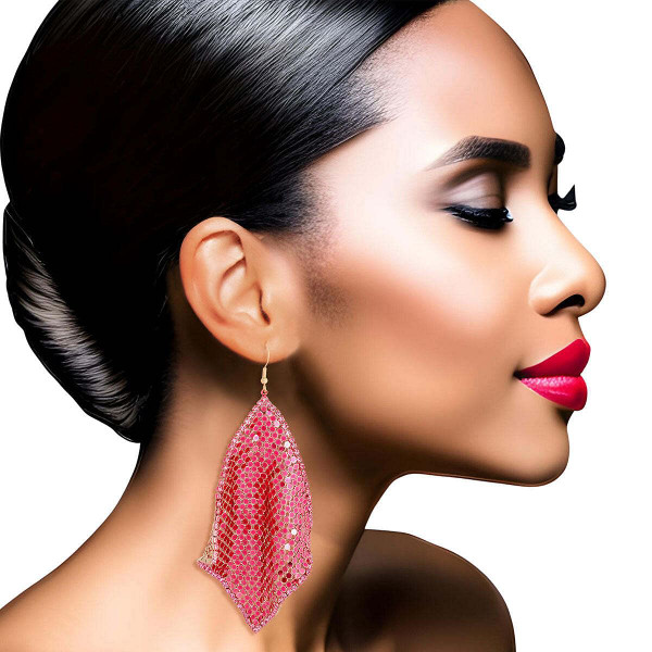 Pink Mesh Chainmail Earrings T226-9485462176063