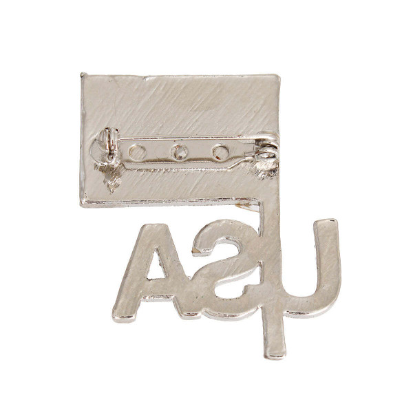 Silver USA Flag Brooch T226-9485475545407