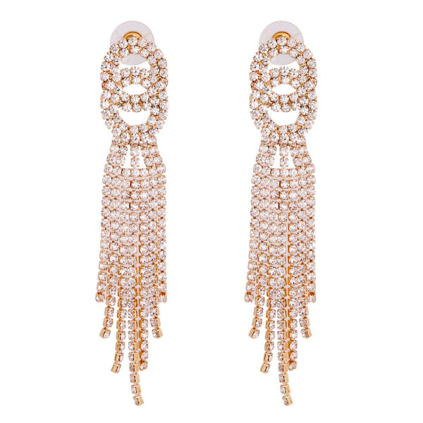 Gold Double Circle Fringe Earrings T226-9485713965375