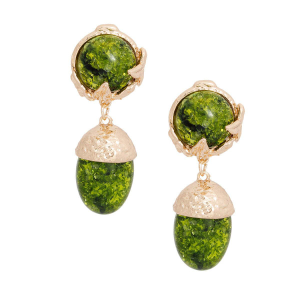 Drop Green Gold Medium Statement Earring for Women T226-9485350895935