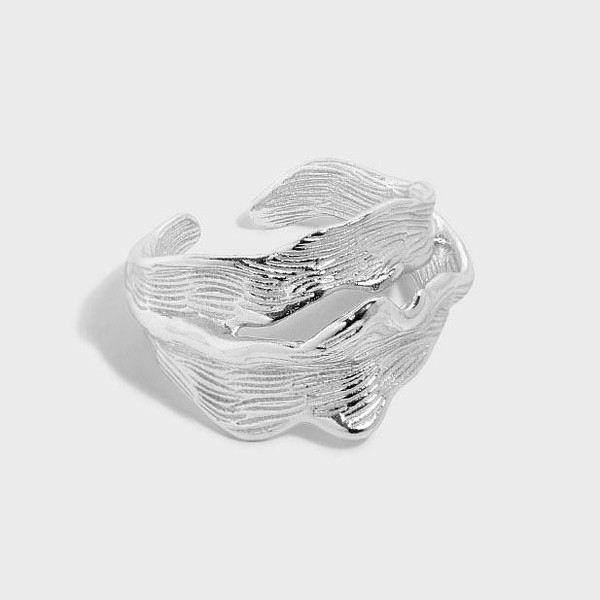 Classic Double Layer Irregular 925 Sterling Silver Adjustable Ring R866-HFH_655700317055